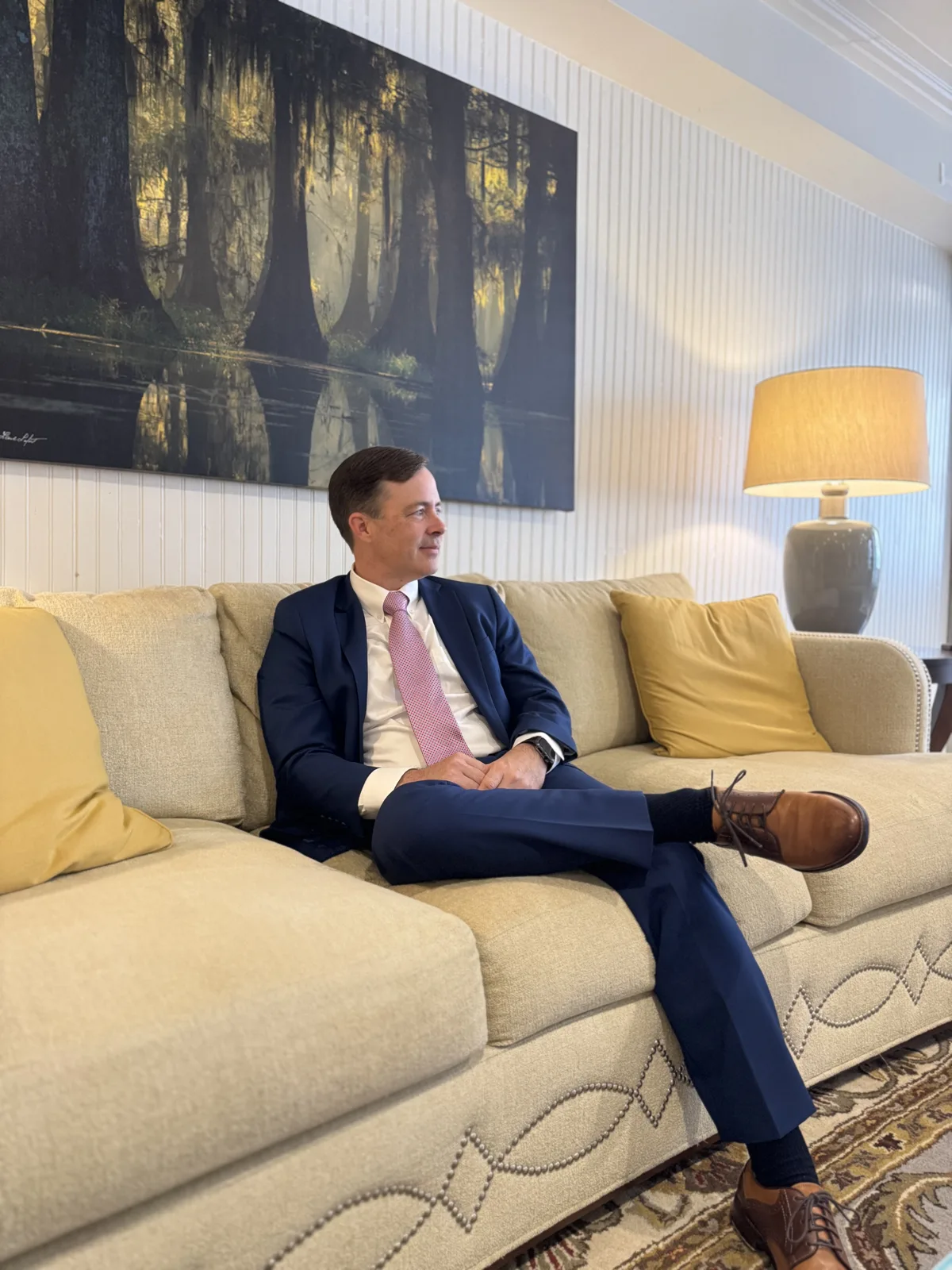 Sitting area inside the Arceneaux law office in Thibodaux